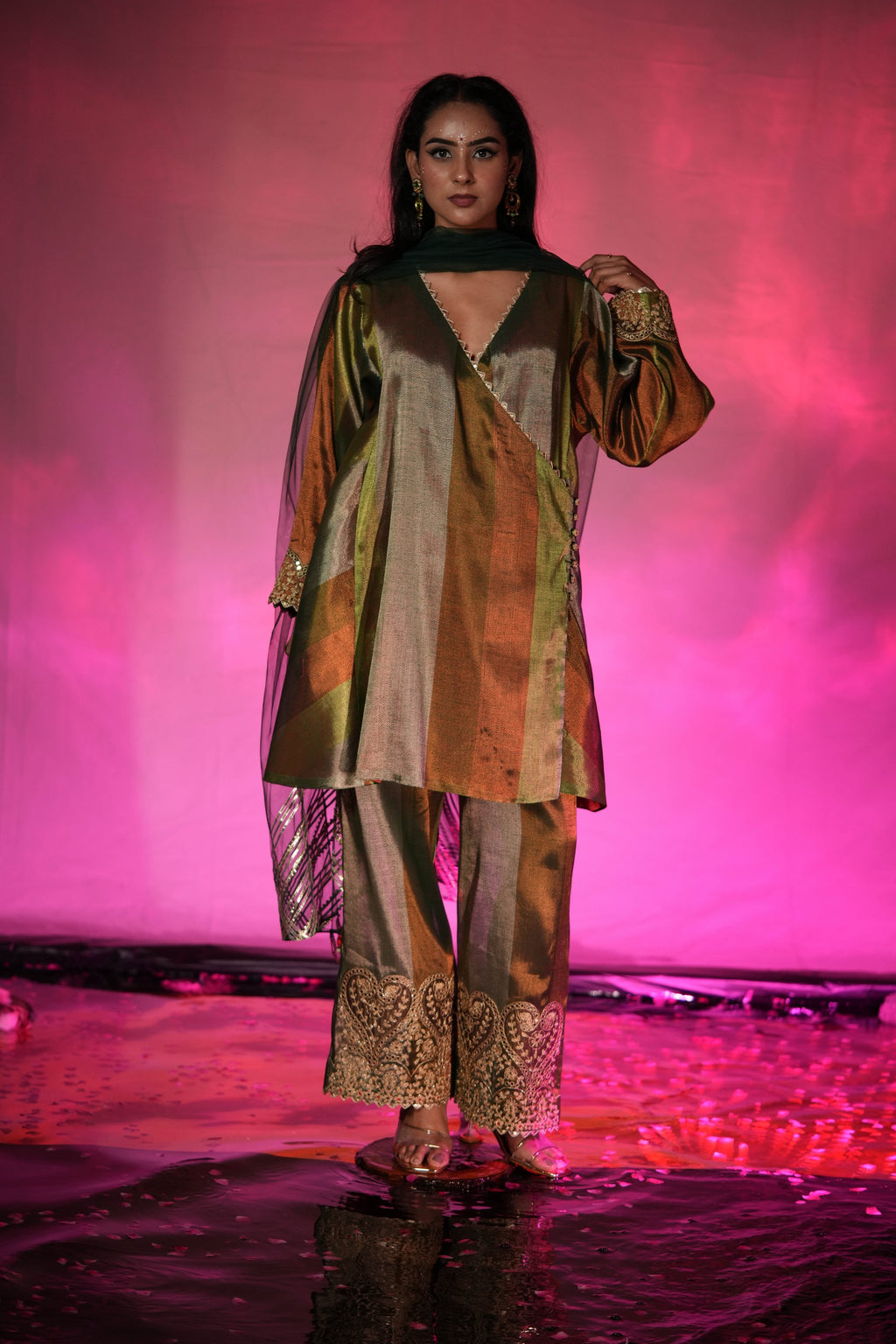 Hariyali Angrakha Kurta Set